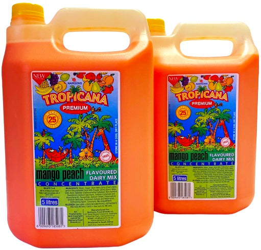 021 Tropicana Mango Peach Dairy flavoured Mix Concentrate 2 x 5L Box ( 5L makes 25L)