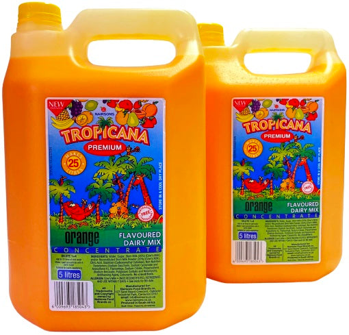 017 Tropicana Orange flavoured Dairy Mix Concentrate 2 x 5L Box ( 5L makes 25L)