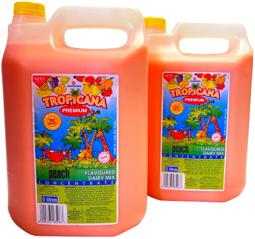 019 Tropicana Peach flavoured Dairy Mix Concentrate 2 x 5L Box ( 5L makes 25L)
